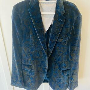 Gorgeous Calder Carmel Paisley 46 US Blazer 100% Cotton Double Vented Ret $1098